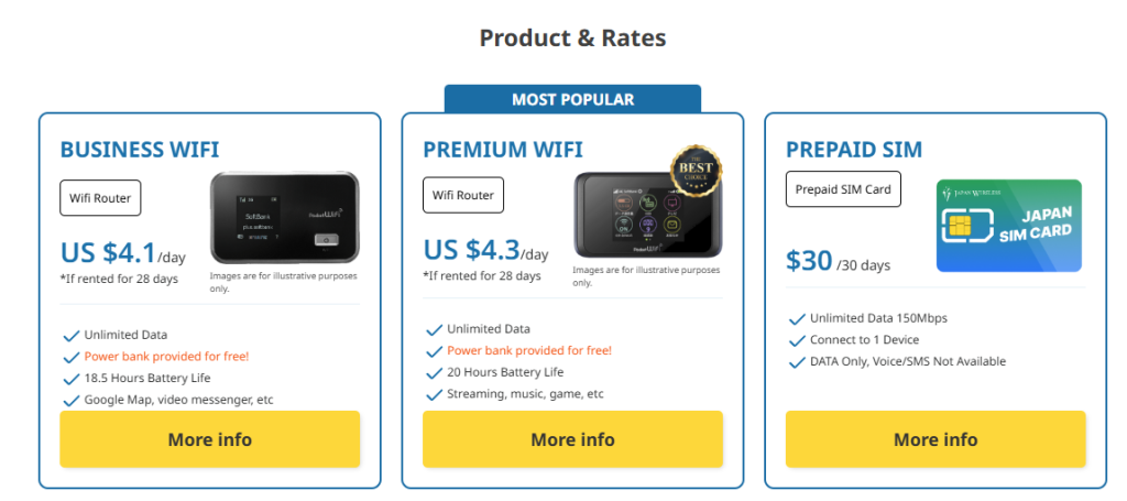 Japan Wireless Product & Rates